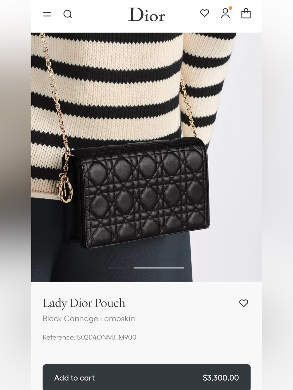 FINAL PRICE- NO OFFERS! Lady Dior Black Lambskin Cannage Pouch with Silver Chain